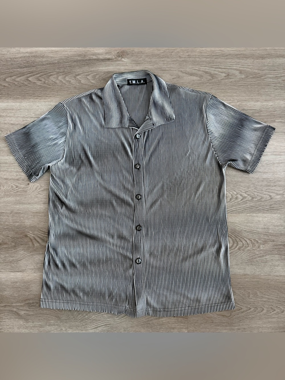 Vintage 2000s Y2K YMLA Button Up Shirt L Ribbed Textured Sheer Rave Nightlife